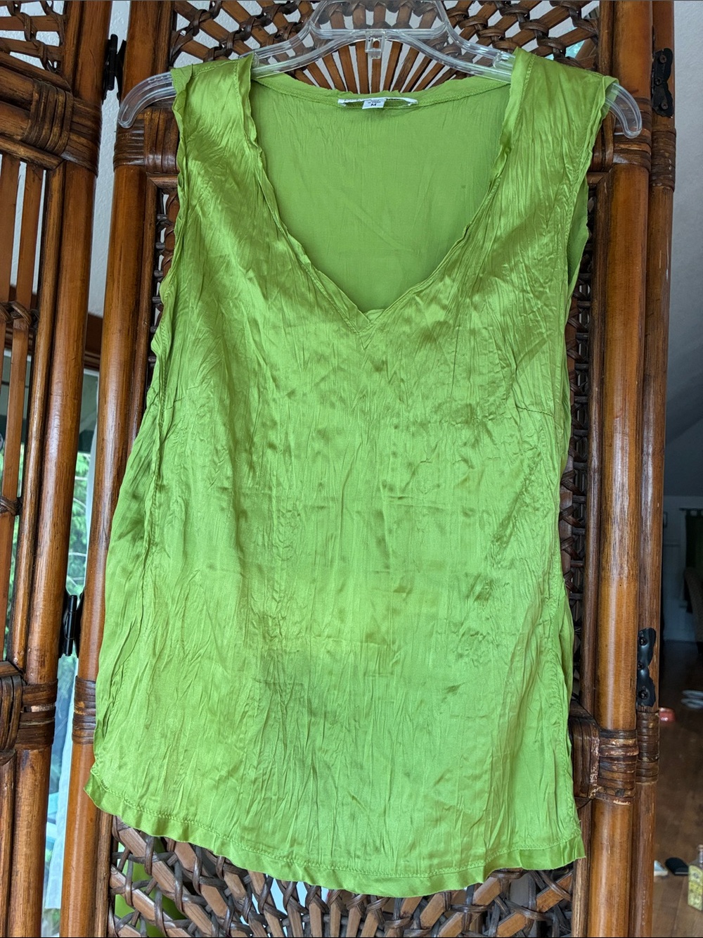 Renfrew Lime Green Silk Sleeveless Camisole
